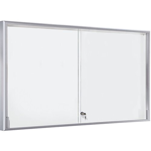 eurokraft pro Vitrina, aluminijast okvir, drsna vrata, 21 x DIN A4, ŠxVxG 1540 x 970 x 50 mm, oglat okvir Cene