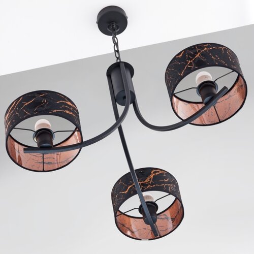 Jupiter 2106 - Luster na lancu ARTHUR 3xE27/15W/230V crna/narandžasta/dekor mermera Slike