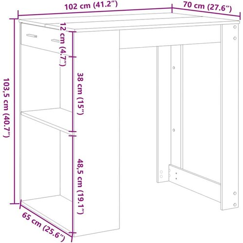 vidaXL Barska miza črna 102x70x103,5 cm inženirski les Cene