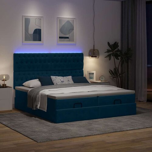  Otomanski okvir kreveta s madracima plavi 180x200cm bar&amp;scaron;unasti Slike