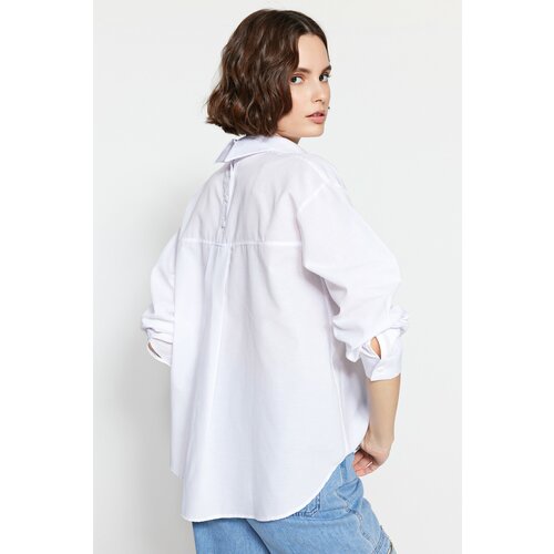Trendyol Shirt - White - Oversize Cene