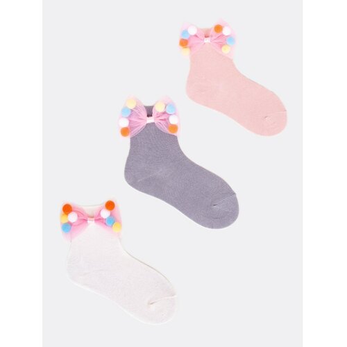 Yoclub Kids's Girls' Cotton Socks With A Bow 3-Pack SKA-0092G-000B Slike