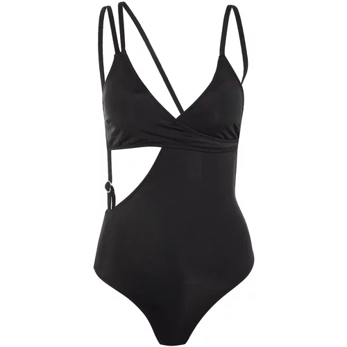 Trendyol Black Double Breasted Back Detailed Swimsuit