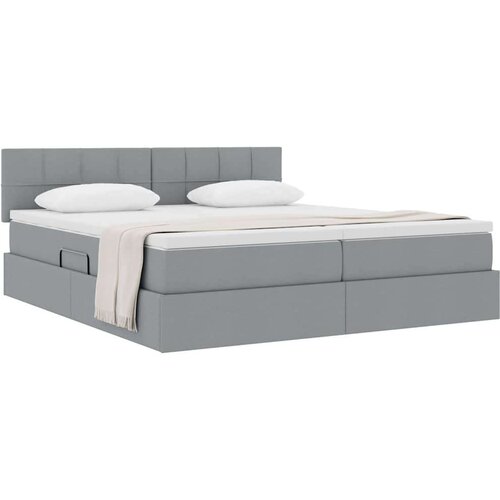  Krevet s od storage Svijetlo siva 180 x 200 cm Lažna koža - Svjetlosiva 180 x 200 cm Blok sa kvadratićima Slike