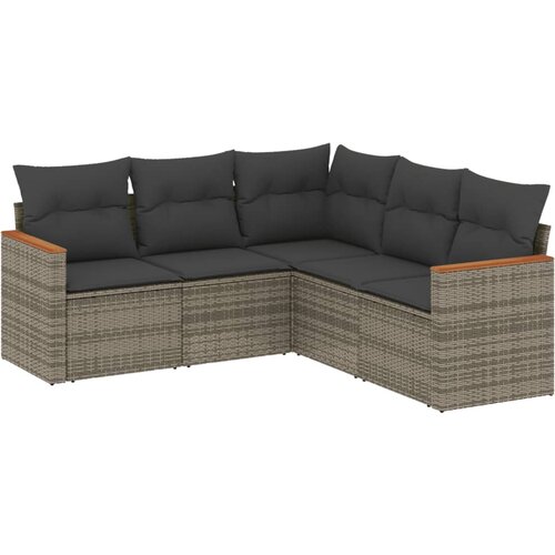 Maison Chic Seti vrtnega pohi&amp;scaron;tva - Vrtna garnitura - Vrtni pohi&amp;scaron;tvo set 5-delna z blazinami siv poli ratan, (21818038) Slike