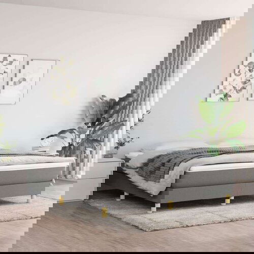  Kreveta s oprugama i madrac svjetlosivi 180x200cm tkanina Slike