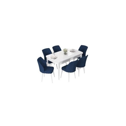 Hanah home set trpezarijski sto i 6 stolica nef white navy blue Cene