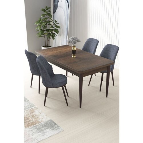 Hanah home Nil - Baroque, Fume BaroqueFume Dining Table & Chairs Set (5 Pieces) Cene