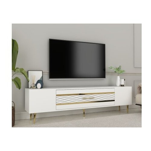 Hanah home TV komoda Dekolp2, 150x48.2x35 cm, bijelo-zlatna boja Cene