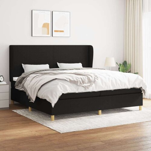  Box spring postelja z vzmetnico črn 200x200 cm blago, (20761154) Slike