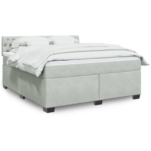 vidaXL Box spring postelja z vzmetnico svetlo siva 180x200 cm žamet Cene