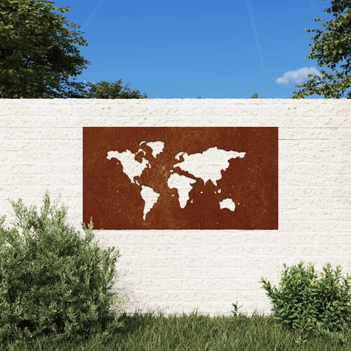  Vrtni zidni ukras 105x55 cm čelik COR-TEN uzorak karte svijeta Cene