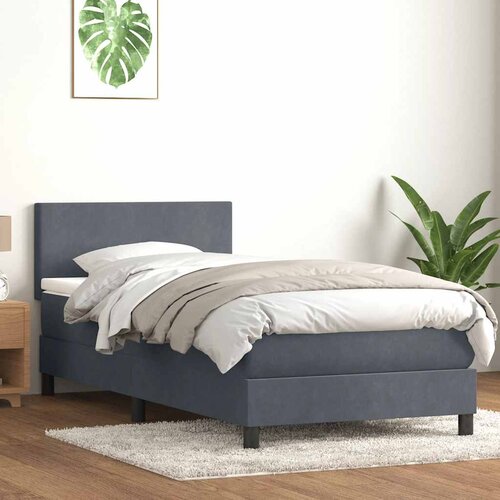 VidaXL Box Spring krevet s madracem tamno sivi 80x210 cm bar&amp;scaron;un Slike