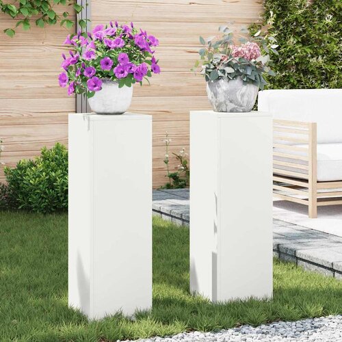  Stalak za biljke 2 pcs Bijelo 24 x 24 x 75 cm Čelik Slike