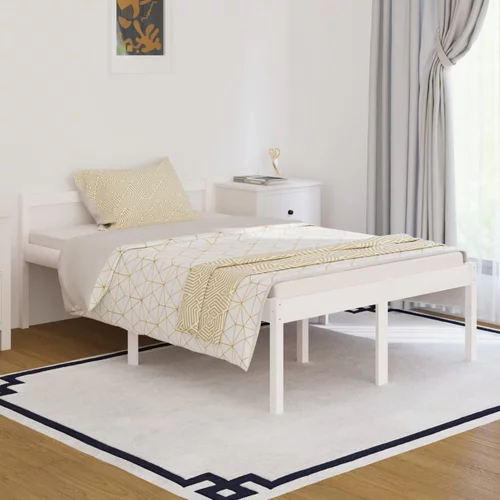  Krevet za starije osobe bijeli 120 x 190 cm bračni od borovine
