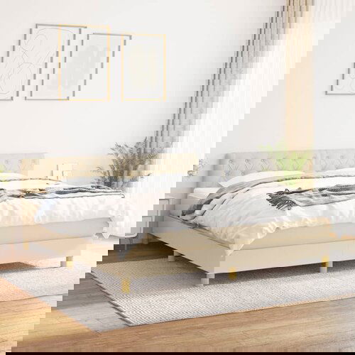 The Living Store Box spring postelja z vzmetnico krem 160x200 cm blago - Box Spring Postelja, (21513395) Slike
