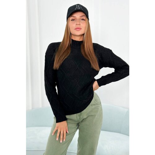Kesi Sweater with decorative knitting in black color Cijene