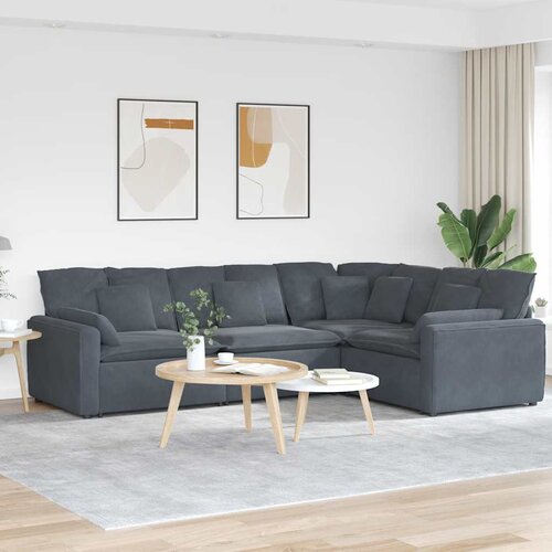  Modularna sofa s jastucima, bar&amp;scaron;unasta, tamno siva Slike