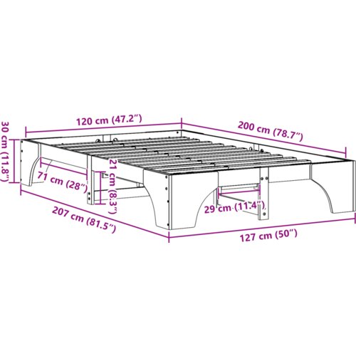  Okvir za krevet Vosak smeđa Puno drvo 120 x 200 cm Izdržljiv Slike
