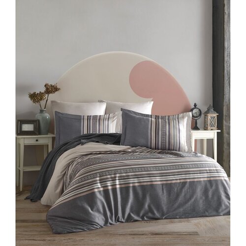 Ash Grey GreyWhiteBrownBeige Ranforce Single XXL Quilt Cover Set (DE) Slike