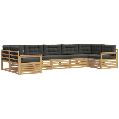 vidaXL Zunanja garnitura za sedenje z blazino 7 pcs Bela in antracit, (5000281896) Cene
