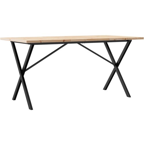 Maison Chic Jedilna miza - Kuhinjska miza - Jedilni stol X okvir 140x80x75,5 cm trdna borovina lito železo, (21715288) Cene