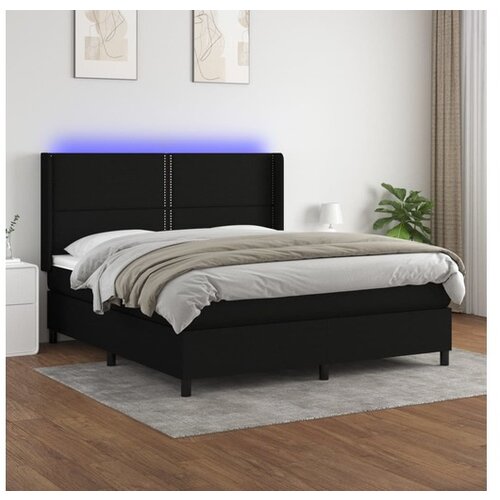 vidaXL Krevet box spring s madracem LED crni 180x200 cm od tkanine Cijene