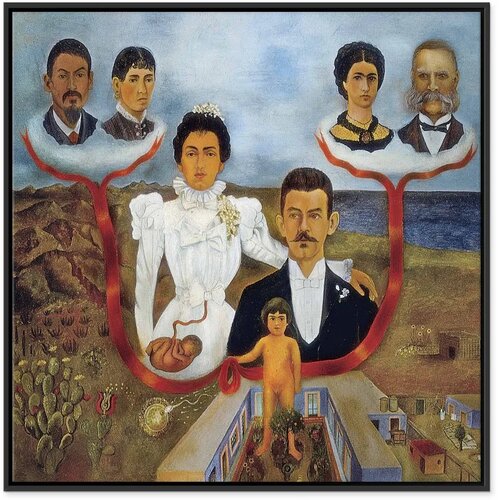  Slika - Frida Kahlo – My Grandparents My Parents and I 80x80 U crnom drvenom okviru Cene