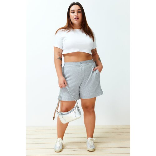 Trendyol Curve Gray Button Detailed Knitted Shorts &amp;amp; Bermuda Slike