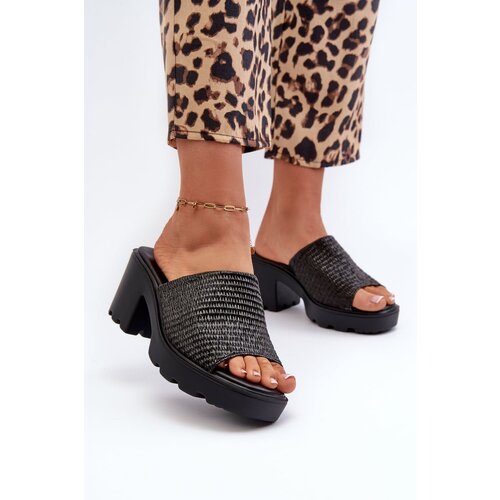 PE1 Women&amp;#039;s Sandals with Weave on Heel Black Titantha Slike