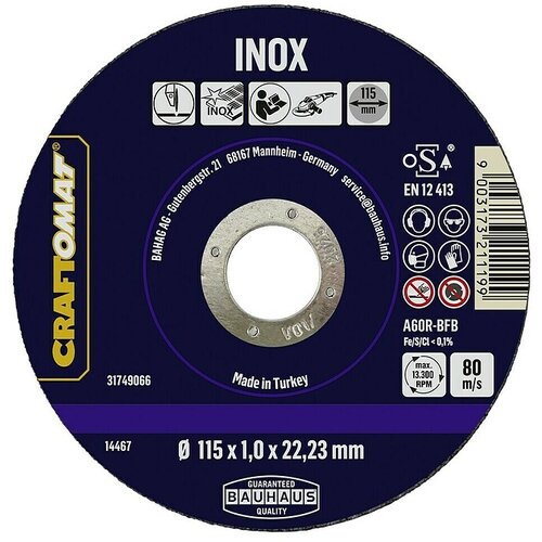 CRAFTOMAT Rezni disk AS60R-BFB (Prikladno za: Plemeniti čelik, Promjer rezne ploče: 115 mm, Debljina plohe: 1 mm) Cene