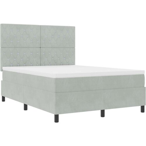 VidaXL box spring krevet s madracem svijetlo sivi 140x190 cm bar&amp;scaron;un Slike