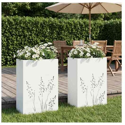 vidaXL Vrtna saksija 2 kom. Bijela 50 x 30 x 75 cm Čelična vrata - Bijela 50 x 30 x 75 cm 2 Cijene