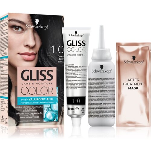 Schwarzkopf Gliss Color permanentna barva za lase odtenek 1-0 Deep Black Slike