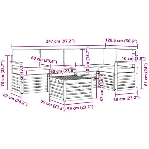  Set vanjskih sofa 6 pcs Bijela i krem 59 x 59 x 37 cm Poliester Slike