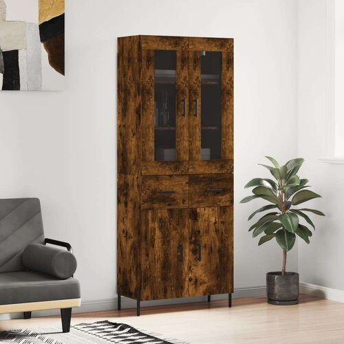  Visoka komoda dimljeni hrast 69 5x34x180 cm konstruiranog drva Cijene