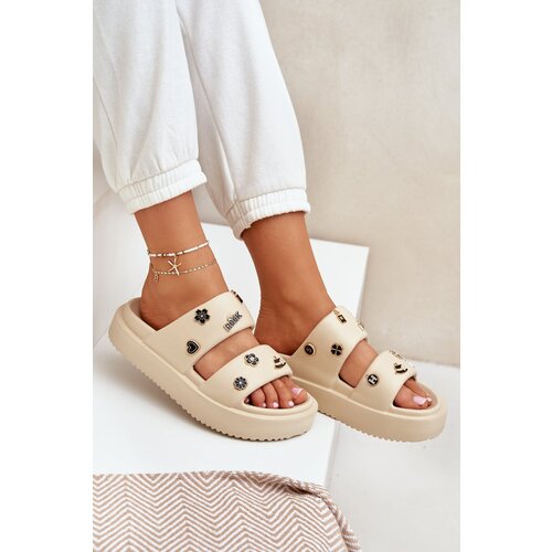 PS1 Women's Foam Slippers With Decorations Beige Ravanala Cene