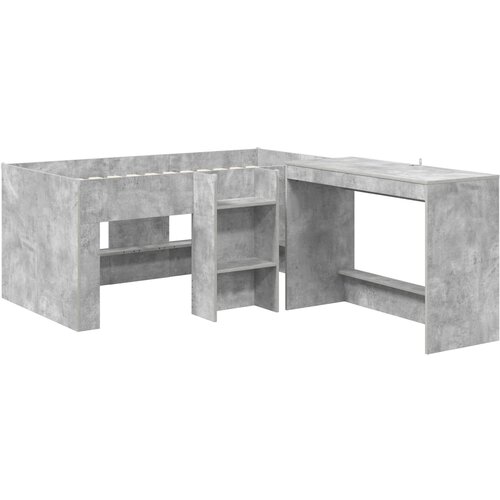  Krevet za djecu s visokim okvirom i stolom 2 kom. Betonska siva 80 x 160 cm Slike