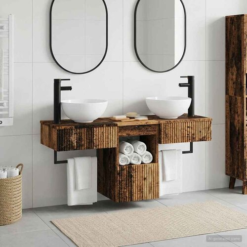  Set namje&scaron;taja za kupaonicu 3 kom. Staro drvo Konstruirano drvo Smeđa 40 x 35 x 56 cm Cijene
