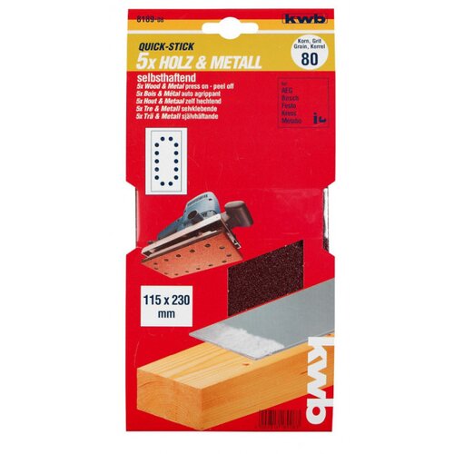 KWB samolepljivi brusni papir za drvo - metal, 115 x 230 mm, GR 80, 5 kom Cene