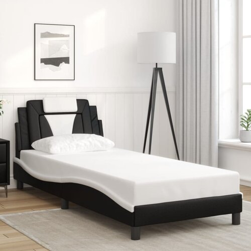 VidaXL Okvir kreveta s uzglavljem crno-bijeli 90 x 200 cm umjetna koža Slike