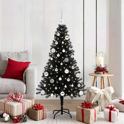 vidaXL Božično drevo med 150 LED z stojalom Črna 150 cm PVC Cene