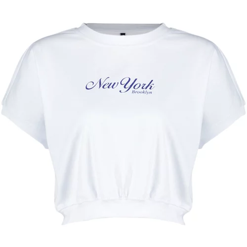 Trendyol White 100% Cotton Premium Motto Printed Knitted T-Shirt