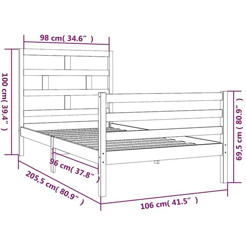  Okvir za krevet od masivne borovine 100 x 200 cm Slike