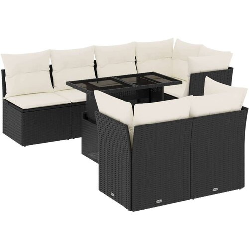  8-dijelni set vrtnih sofa od poliratana s jastucima crni Slike