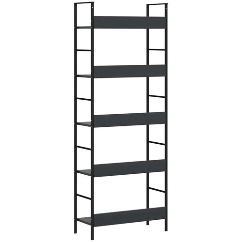 Police za knjige s 5 razina crne 60 x 27,6 x 158,5 cm drvene Slike