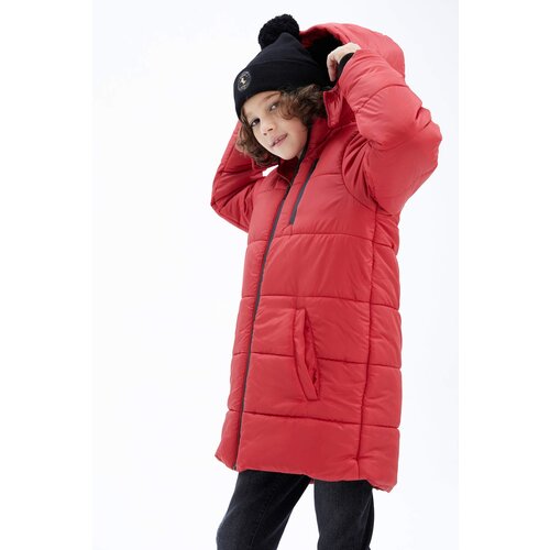 Defacto Boy Plush Lined Hooded Long Coat Slike