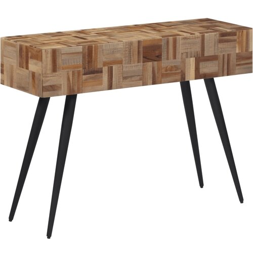 vidaXL Konzolna mizica 110x34x80 cm trdna predelana tikovina Cene
