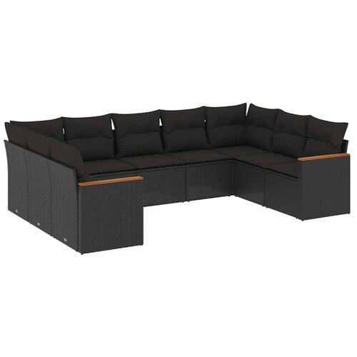  9-dijelni set vrtnih sofa s jastucima crni od poliratana Crna 62 x 62 x 69 cm Slike