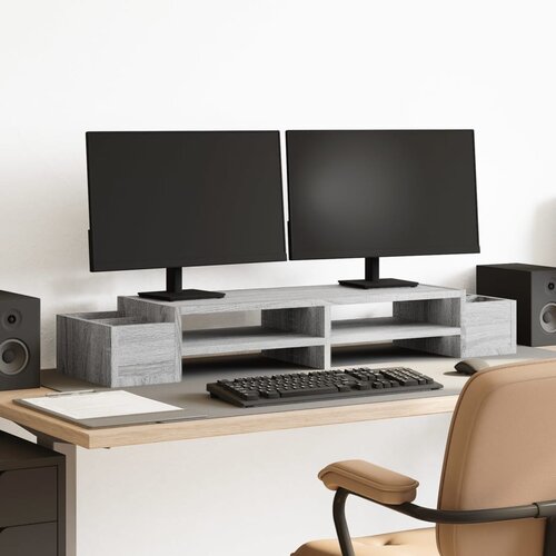 VidaXL Stalak za monitor s spremi&amp;scaron;tem boja hrasta 100x27x15 cm drveni Slike